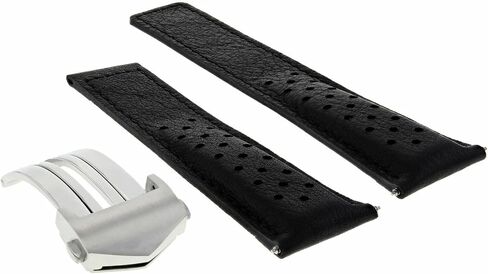 Ewatchparts حزام ساعة جلدي بمشبك 22 ملم متوافق مع تاغ هوير كاريرا كاليبر 5 16 17 أسود in Saudi Arabia