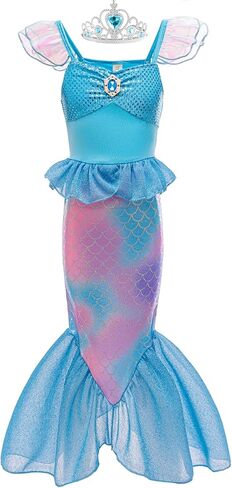 Mermaid Tail Costume,Mermaid Dress Little Girls Princess Dress with Crown for Girl 3-8 Birthday Gifts Xmas Halloween in Saudi Arabia