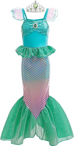 Mermaid Tail Costume,Mermaid Dress Little Girls Princess Dress with Crown for Girl 3-8 Birthday Gifts Xmas Halloween in Saudi Arabia