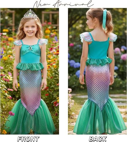 Mermaid Tail Costume,Mermaid Dress Little Girls Princess Dress with Crown for Girl 3-8 Birthday Gifts Xmas Halloween in Saudi Arabia