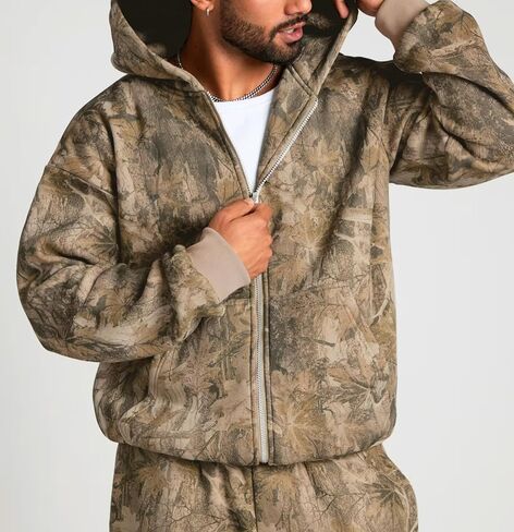 Camo Zip Up Hoodie Women Mens Oversized Fleece Long Sleeve Hooded Sweatshirt Casual 2025 Fall Hunting Hoodie Jacket in Saudi Arabia