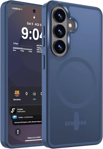 WRJ for Samsung Galaxy S25/S24 Case with Screen Protector,Matte Translucent Magnetic Case for Women Men [Compatible with Magsafe] Slim Anti-Fingerprints Shockproof Protective Cover-Black in Kuwait