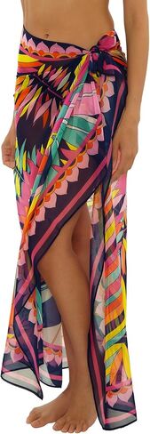 Trina Turk Paralia - Women's Chiffon Pareo, Casual, Beach Cover Ups for Women, Multicolor, One Size in Saudi Arabia