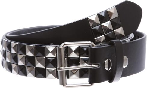 Beltiscool Snap On 1 1/2" Black & Silver Checkerboard Punk Rock Studded Belt in Saudi Arabia