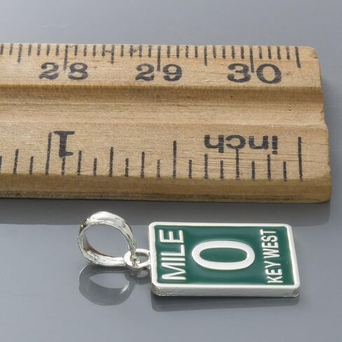 925 Sterling Silver Travel Charm, Small Mile Marker 0, Key West, Green Enamel in Saudi Arabia