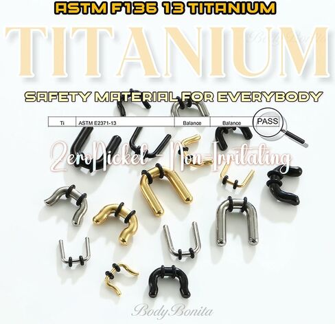 BodyBonita U-Shaped Septum Rings 3Pcs, G23 Titanium Nose Rings Hoops for Women Men, 8/10/12/14/16G Hanger Septum Ring Jewelry Retainer Piercing Jewelry with Fixed Rubber Stopper in Saudi Arabia