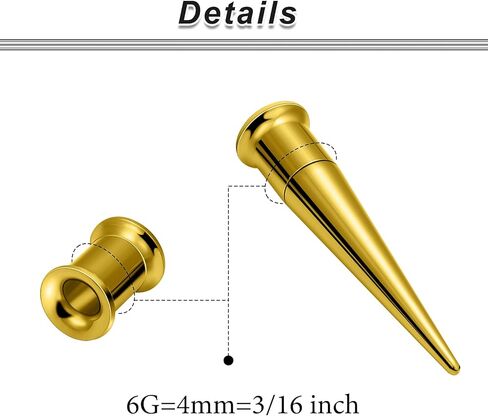 Ocptiy 10G-00G Astm F136 Titanium Gauges Stretching Kit Screw Fit Single Flared Ear Gauges Tunnels Taper Plugs Kit Expander Stretcher Piercing Jewelry for Women Men Silver Gold in Saudi Arabia