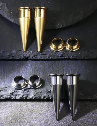 Ocptiy 10G-00G Astm F136 Titanium Gauges Stretching Kit Screw Fit Single Flared Ear Gauges Tunnels Taper Plugs Kit Expander Stretcher Piercing Jewelry for Women Men Silver Gold in Saudi Arabia