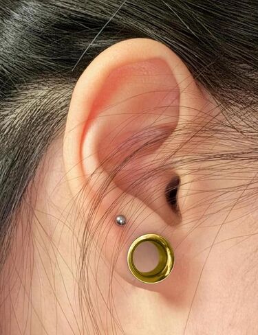Ocptiy 10G-00G Astm F136 Titanium Gauges Stretching Kit Screw Fit Single Flared Ear Gauges Tunnels Taper Plugs Kit Expander Stretcher Piercing Jewelry for Women Men Silver Gold in Saudi Arabia