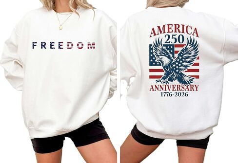 Freedom 250 USA Anniversary Apparel, 1776–2026 Patriotic T-Shirt Hoodie Sweatshirt, American Pride Eagle Design, Independence Celebration Wear Multicolor in Saudi Arabia