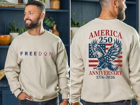 Freedom 250 USA Anniversary Apparel, 1776–2026 Patriotic T-Shirt Hoodie Sweatshirt, American Pride Eagle Design, Independence Celebration Wear Multicolor in Saudi Arabia