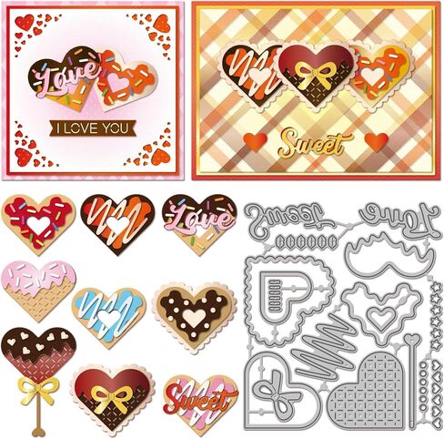 GLOBLELAND Valentine's Day Bear Shake Cutting Dies Metal Love Balloon Bear Cutting Embossing Template Love Heart Paper Die Cuts for Scrapbooking Card Making Crafts Paper Cards in Kuwait