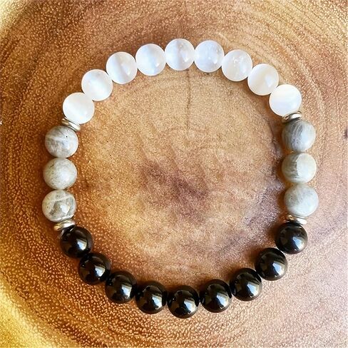 Triple Protection Beaded Bracelet for Men Women Natural Stone Cat's Eye Black Tourmaline Onyx and Handmade Lucky Bracelets in Saudi Arabia