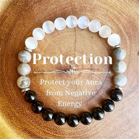 Triple Protection Beaded Bracelet for Men Women Natural Stone Cat's Eye Black Tourmaline Onyx and Handmade Lucky Bracelets in Saudi Arabia