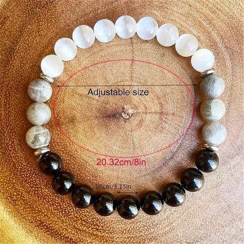 Triple Protection Beaded Bracelet for Men Women Natural Stone Cat's Eye Black Tourmaline Onyx and Handmade Lucky Bracelets in Saudi Arabia