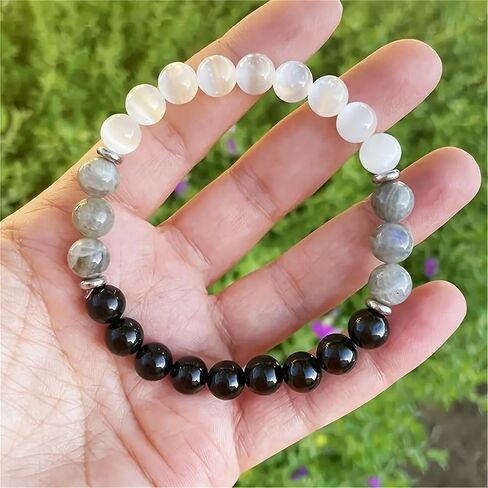 Triple Protection Beaded Bracelet for Men Women Natural Stone Cat's Eye Black Tourmaline Onyx and Handmade Lucky Bracelets in Saudi Arabia
