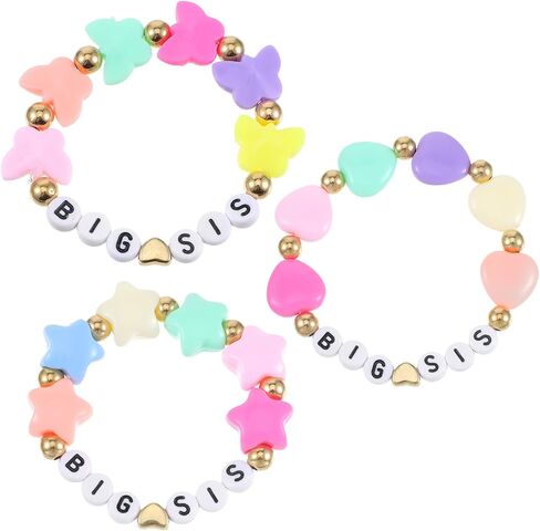 Teaaha 3PCS Big Sister Bracelet Gift for Girls, Heart Charm Beads Stackable Sis Bracelets Stretch Christmas Birthday Jewelry Gifts for Women Friends Sisters Daughter in Saudi Arabia