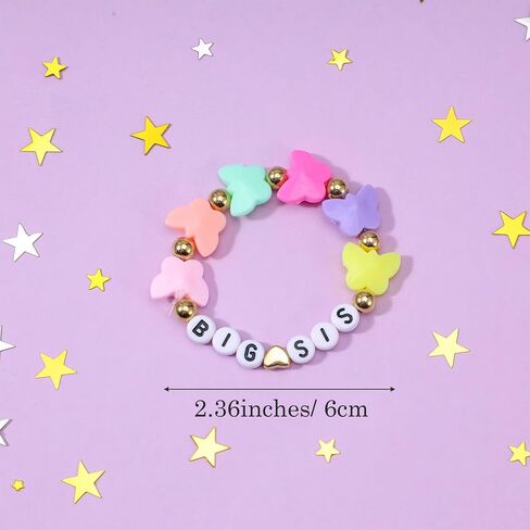 Teaaha 3PCS Big Sister Bracelet Gift for Girls, Heart Charm Beads Stackable Sis Bracelets Stretch Christmas Birthday Jewelry Gifts for Women Friends Sisters Daughter in Saudi Arabia