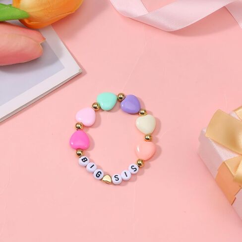 Teaaha 3PCS Big Sister Bracelet Gift for Girls, Heart Charm Beads Stackable Sis Bracelets Stretch Christmas Birthday Jewelry Gifts for Women Friends Sisters Daughter in Saudi Arabia