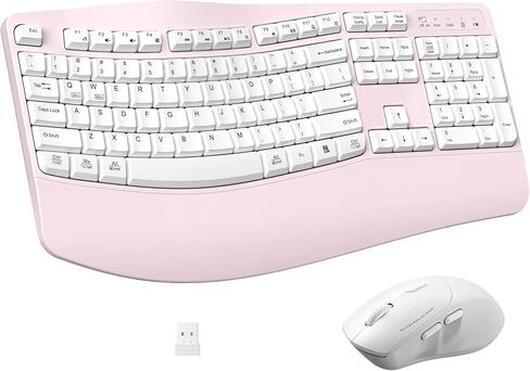 Ergonomic Wireless Keyboard and Mouse Combo, Wave Keyboard with Wrist Rest for Natural Typing, 3 DPI Adjustable Ergonomic Silent Mouse for Computer/Laptop/Windows/Mac(Black) in Kuwait