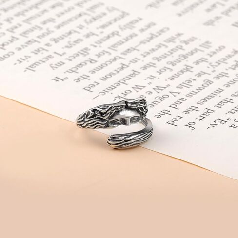 Venus Half Face Greek Ring - 925 Sterling Silver Antique Unique Vintage Thumb ring for Women Men Roman Mythology Jewelry Open adjustable in Saudi Arabia