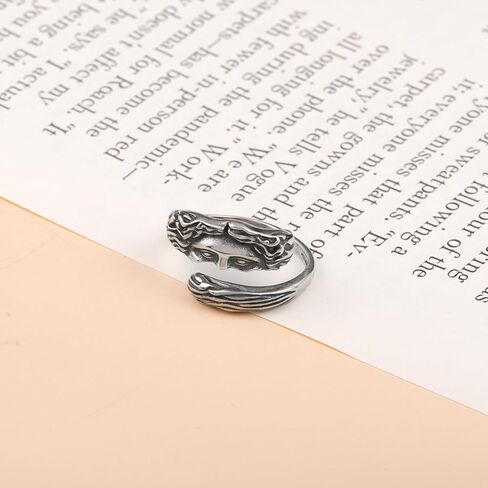 Venus Half Face Greek Ring - 925 Sterling Silver Antique Unique Vintage Thumb ring for Women Men Roman Mythology Jewelry Open adjustable in Saudi Arabia
