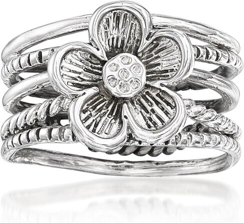 Ross-Simons Sterling Silver Multi-Row Flower Ring in Saudi Arabia