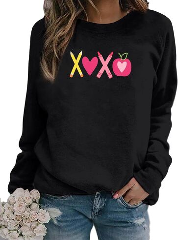 Valentines Sweatshirts for Women Teacher Valentines Day Shirt Valentine's Day Gifts Love Long Sleeve Shirt in Saudi Arabia