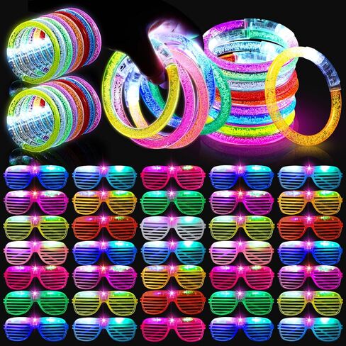96 Pack Glow in the Dark Party Supplies Include 48 Pcs Light up Glasses and 48 Pcs LED Bracelets, LED Party Favors Neon Flashing Bulk Gifts for Adult Bachelor Carnival Birthday Concerts Wedding in Saudi Arabia
