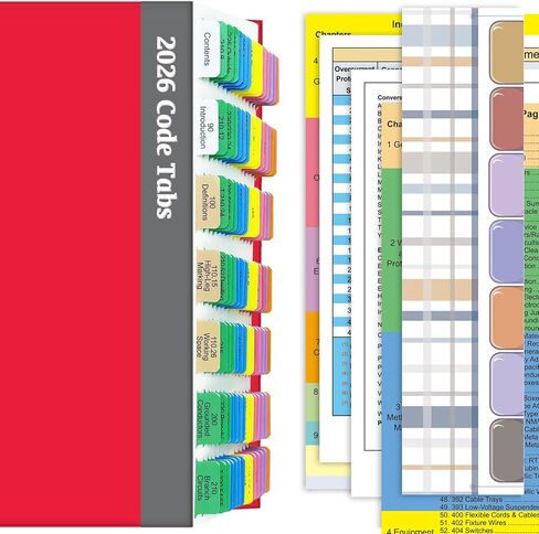 Upgraded 2023 National Electrical Code (NEC) Book Tabs, 140 Color-coded & Laminated Index Tabs, with Ohm's Law Stickers, Wire Chart & Page Numbers Sheet (Book not Included) in Saudi Arabia