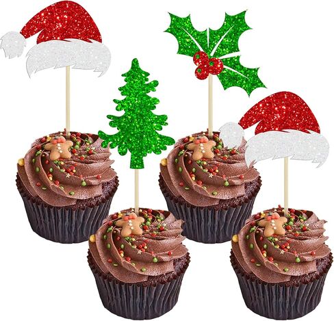 24Pcs Christmas Gingerbread Man Cupcake Toppers Glitter Gingerbread Man Boy or Girl Cupcake Picks for Merry Christmas Baby Shower Gender Reveal Birthday Party Cake Decorations Supplies in Saudi Arabia