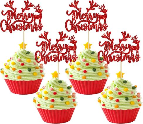 24Pcs Christmas Gingerbread Man Cupcake Toppers Glitter Gingerbread Man Boy or Girl Cupcake Picks for Merry Christmas Baby Shower Gender Reveal Birthday Party Cake Decorations Supplies in Saudi Arabia