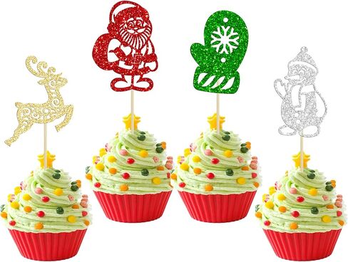 24Pcs Christmas Gingerbread Man Cupcake Toppers Glitter Gingerbread Man Boy or Girl Cupcake Picks for Merry Christmas Baby Shower Gender Reveal Birthday Party Cake Decorations Supplies in Saudi Arabia