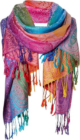 Verdusa Women's Boho Colorful Tribal Neck Scarf Hippie Fringe Poncho Shawl Wraps in Saudi Arabia
