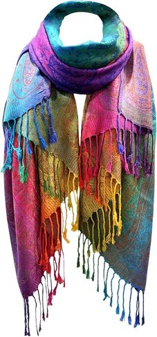 Verdusa Women's Boho Colorful Tribal Neck Scarf Hippie Fringe Poncho Shawl Wraps in Saudi Arabia