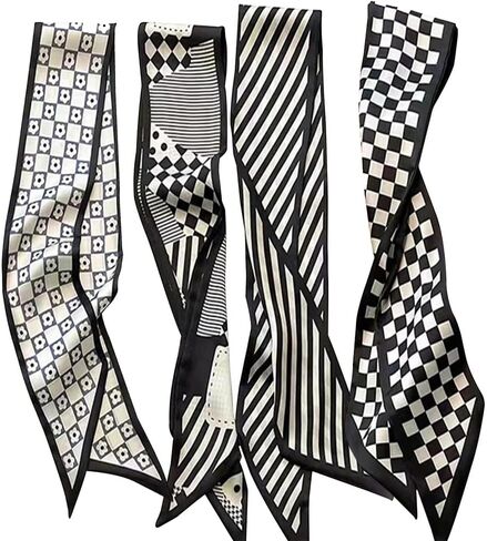 4-Pack Women's Fashion Scarves, Versatile Boho Chic Head Wrap Sash for Hair, Handbag, and Accessories in Saudi Arabia