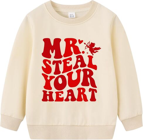 Toddler Valentines Day Sweatshirt Boys Girls Valentine Duck Love Heart Graphic Outfit Long Sleeve Tops for Kids 2-7T in Saudi Arabia