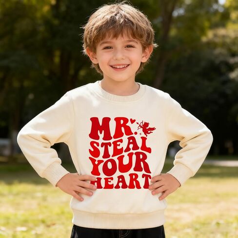 Toddler Valentines Day Sweatshirt Boys Girls Valentine Duck Love Heart Graphic Outfit Long Sleeve Tops for Kids 2-7T in Saudi Arabia
