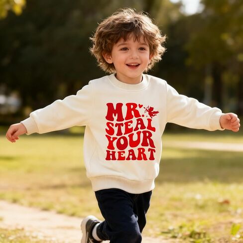 Toddler Valentines Day Sweatshirt Boys Girls Valentine Duck Love Heart Graphic Outfit Long Sleeve Tops for Kids 2-7T in Saudi Arabia