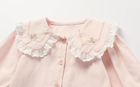 Baby Girl Floral Embroidered Shirt Peter Pan Collar Blouse for 6M-5T in Saudi Arabia
