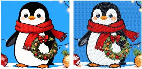 7 * 7 Inch 5D Cartoon Wall Art Paintings Cute Penguin DIY Diamond Arts Paintings Kits for Adults in Saudi Arabia