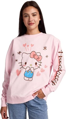 سترة Bioworld Hello Kitty Hearts & Stars للسيدات ذات لون وردي فاتح وأكمام طويلة من الصوف in Saudi Arabia