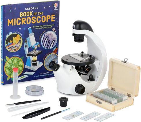 IQCrew by AmScope 40X-500X Inverted Student Microscope Kit w/Experiment + Blank & Prepared Slides in Kuwait