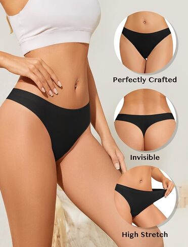 ANSUKOO Seamless Thongs for Women Underwear 6Pack,No Show Ladies Workout Thong,No Line Breathable Comfortable Sport Panties in Saudi Arabia