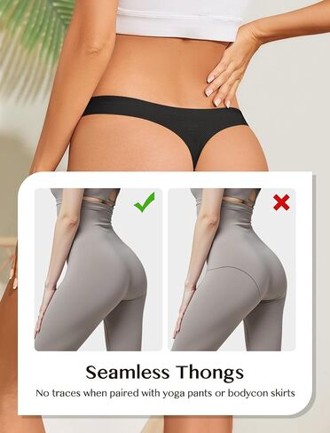 ANSUKOO Seamless Thongs for Women Underwear 6Pack,No Show Ladies Workout Thong,No Line Breathable Comfortable Sport Panties in Saudi Arabia