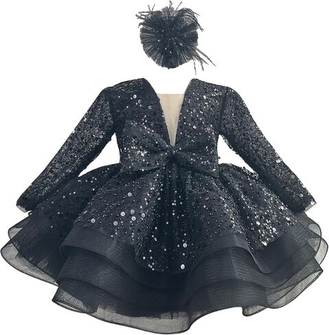 Baby Girl Pageant Dress Sequins Embroidered Lace Toddler Flower Dress in Saudi Arabia