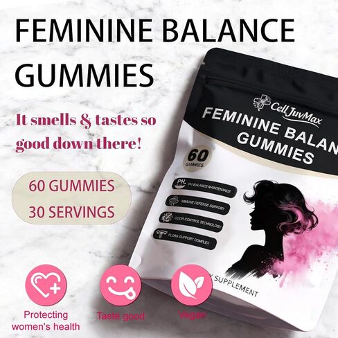 Feminine Balance Gummies for Women,pH Balance & Odor Control, Immune & Vaginal Health Support, Sugar-Free Gluten-Freet (1) in Saudi Arabia