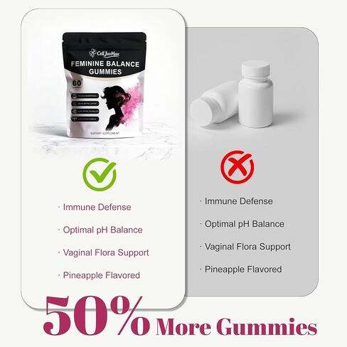 Feminine Balance Gummies for Women,pH Balance & Odor Control, Immune & Vaginal Health Support, Sugar-Free Gluten-Freet (1) in Saudi Arabia