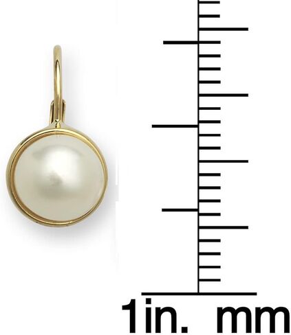 JewelryWeb - Solid 14k Gold Freshwater Cultured Pearl Leverback Earrings - 8mm x 15mm - Genuine Pearl Drop Earrings for Women - Dangle Pearl Earrings in Saudi Arabia