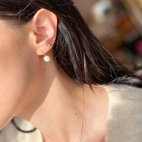 JewelryWeb - Solid 14k Gold Freshwater Cultured Pearl Leverback Earrings - 8mm x 15mm - Genuine Pearl Drop Earrings for Women - Dangle Pearl Earrings in Saudi Arabia